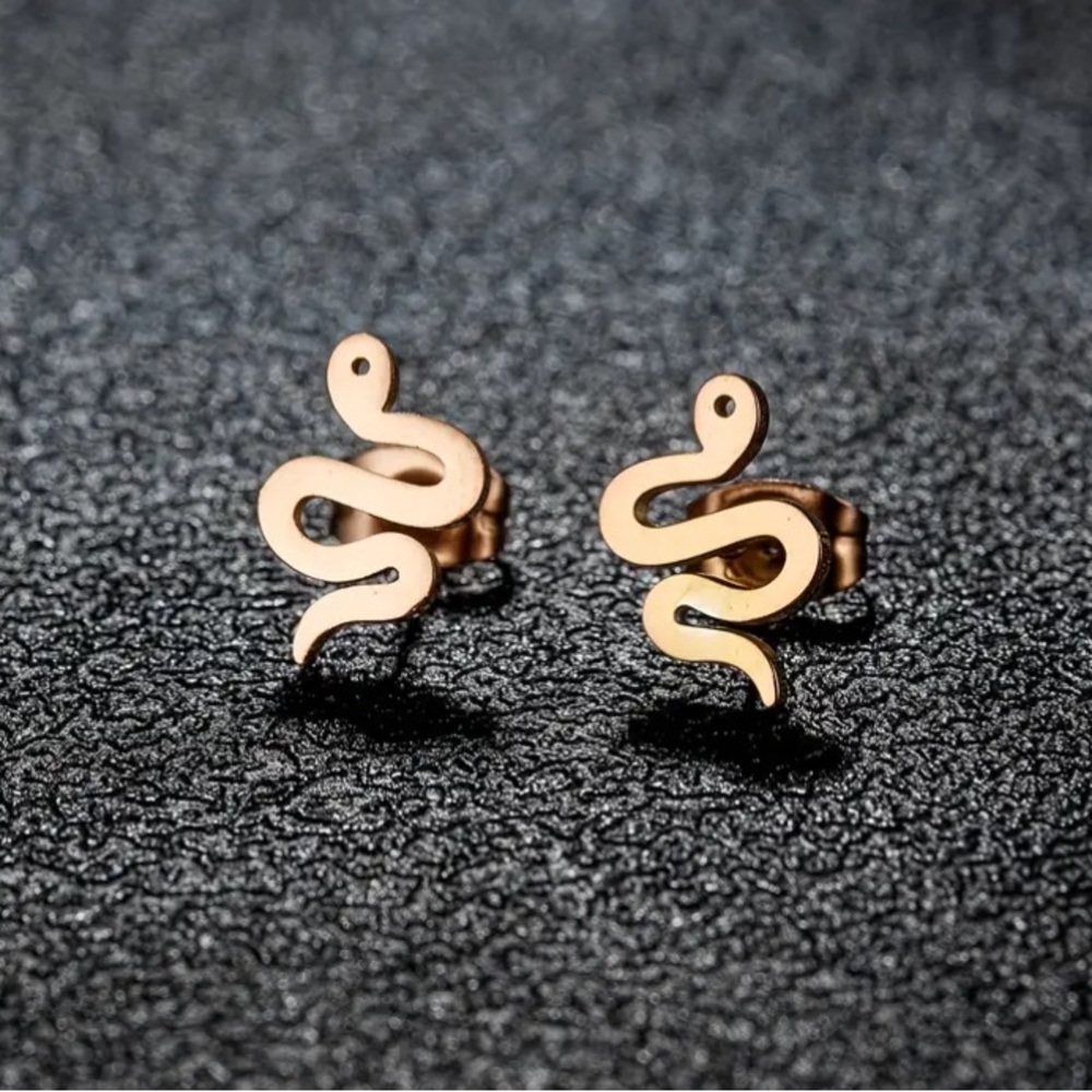 Source Unknown Rose Gold Snake Stud Earrings - Women Jewelry Earrings